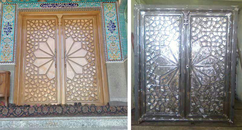 درب طرح چوب بی رنگ و رنگ شده