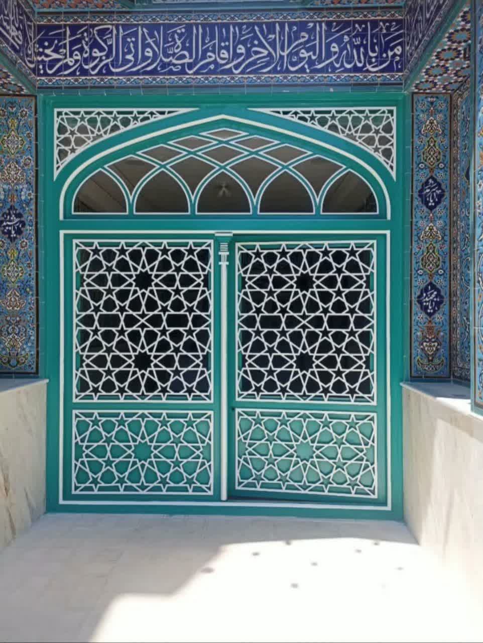 طراحی و ساخت درب دو لنگه گره چینی شده فلزی ارسالی خوزستان